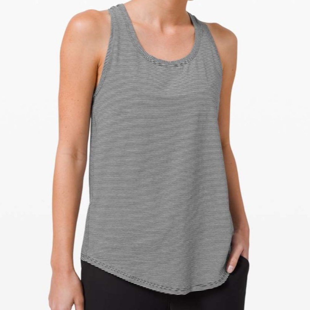 lululemon athletica Black and White Striped Tank Top